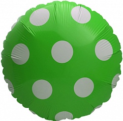 Шар (46 см) Круг, Большие точки, Зеленый